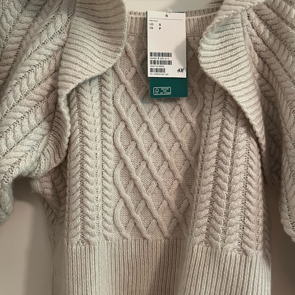 HM ivory flutter sleeve cable knit sweater - Picture 3 of 4